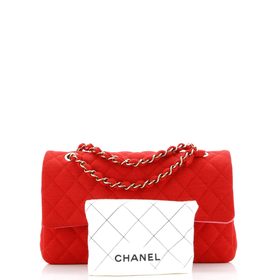 Bicolor Classic Double Flap Bag Quilted Jersey Medium
