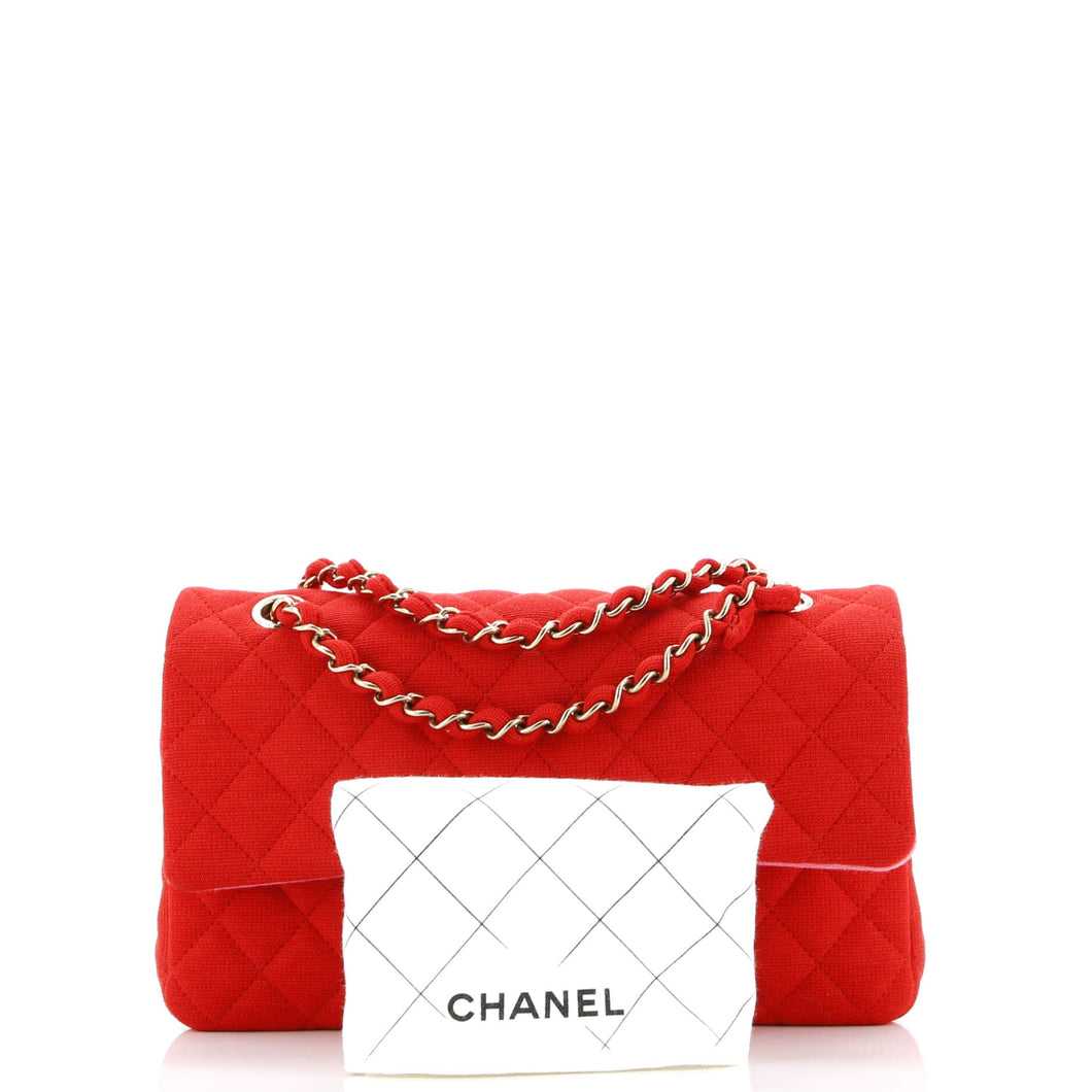 Bicolor Classic Double Flap Bag Quilted Jersey Medium