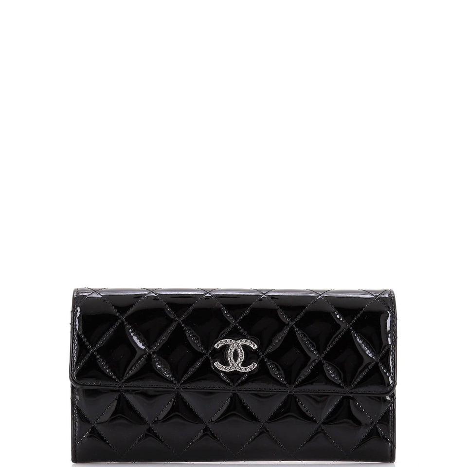 CC Brilliant Flap Wallet Quilted Patent Long