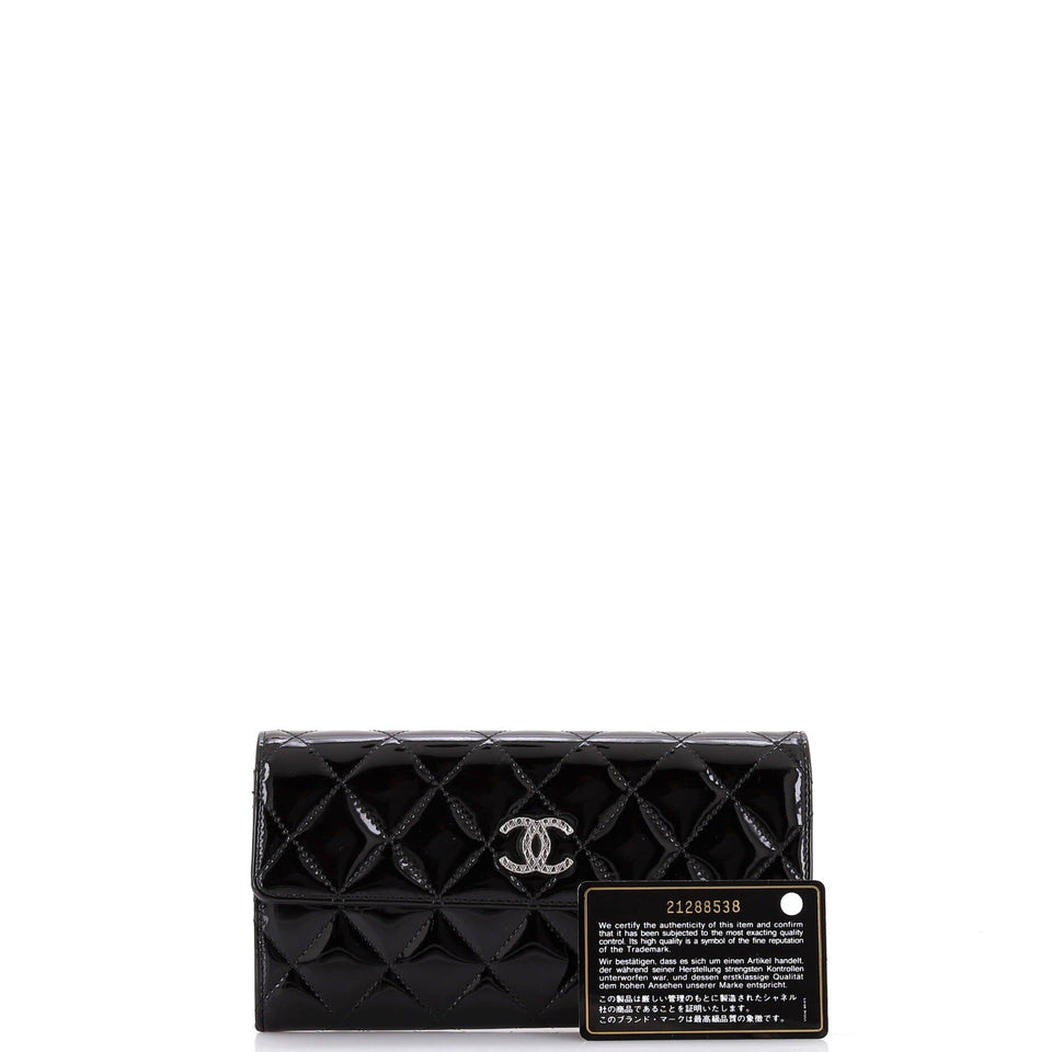CC Brilliant Flap Wallet Quilted Patent Long