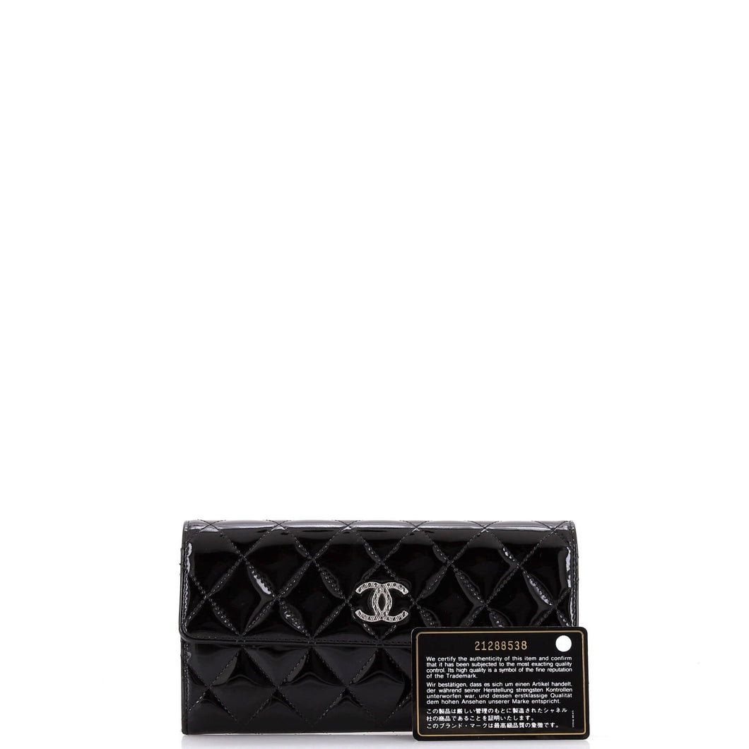 CC Brilliant Flap Wallet Quilted Patent Long