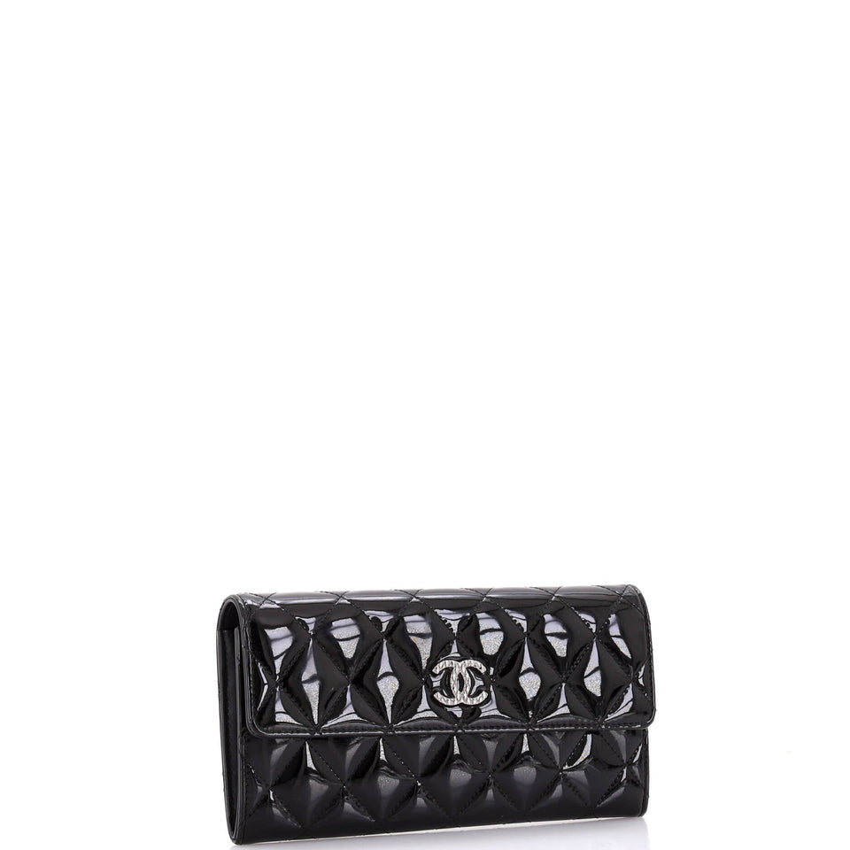 CC Brilliant Flap Wallet Quilted Patent Long
