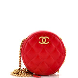 All Slide Long Round Clutch with Chain Quilted Lambskin