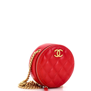 All Slide Long Round Clutch with Chain Quilted Lambskin