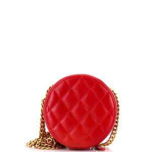 All Slide Long Round Clutch with Chain Quilted Lambskin