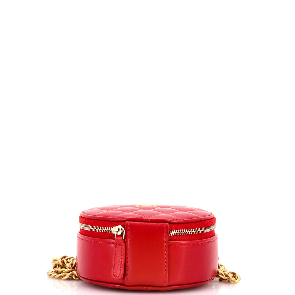 All Slide Long Round Clutch with Chain Quilted Lambskin