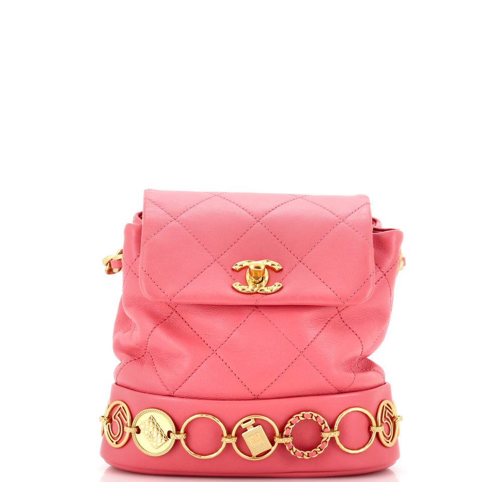 CC Charms Backpack Quilted Calfskin Small