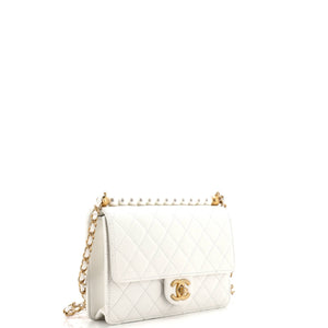 Chic Pearls Flap Bag Quilted Lambskin Small