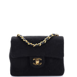 Vintage Square Classic Single Flap Bag Quilted Jersey Mini