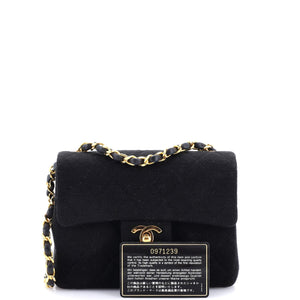 Vintage Square Classic Single Flap Bag Quilted Jersey Mini