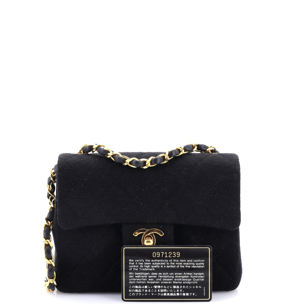 Vintage Square Classic Single Flap Bag Quilted Jersey Mini