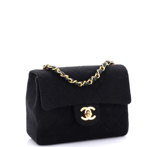 Vintage Square Classic Single Flap Bag Quilted Jersey Mini