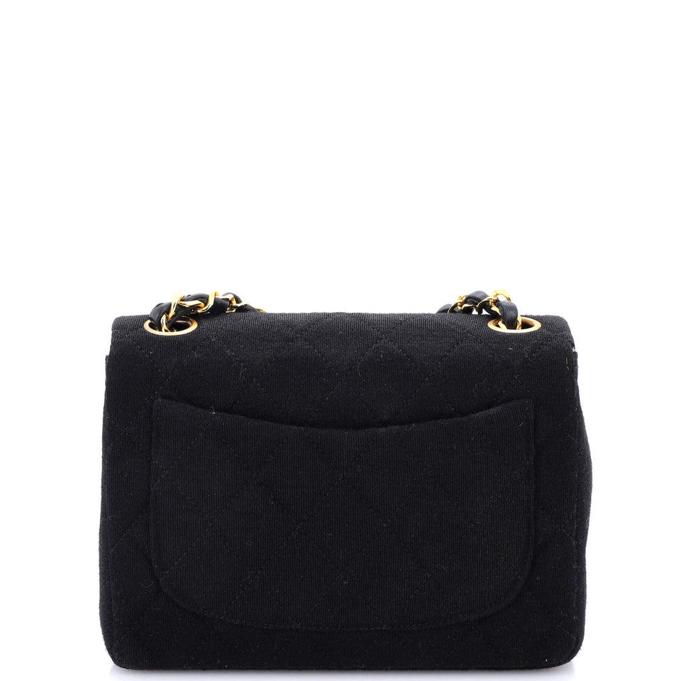 Vintage Square Classic Single Flap Bag Quilted Jersey Mini