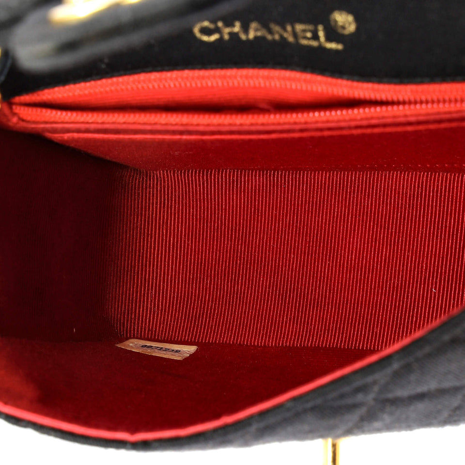 Vintage Square Classic Single Flap Bag Quilted Jersey Mini