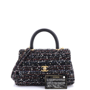 Coco Top Handle Bag Quilted Tweed and Sequins Mini