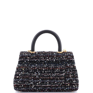 Coco Top Handle Bag Quilted Tweed and Sequins Mini