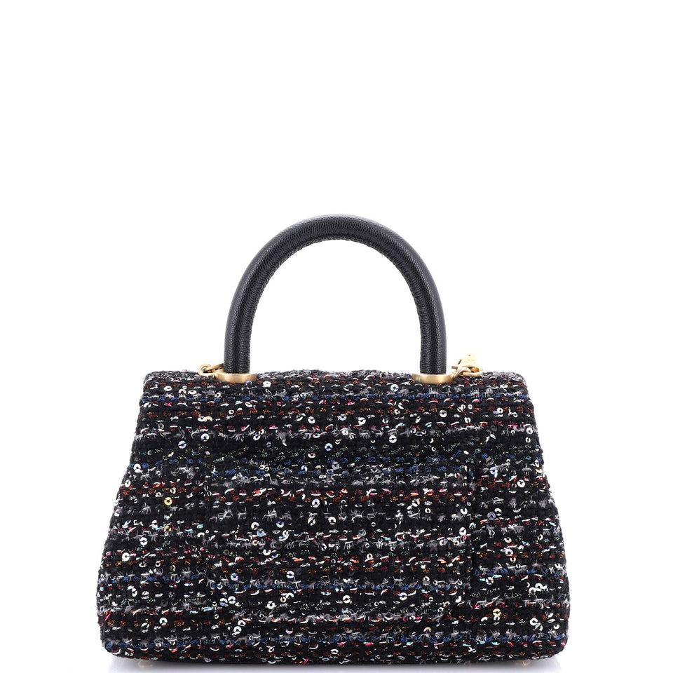 Coco Top Handle Bag Quilted Tweed and Sequins Mini