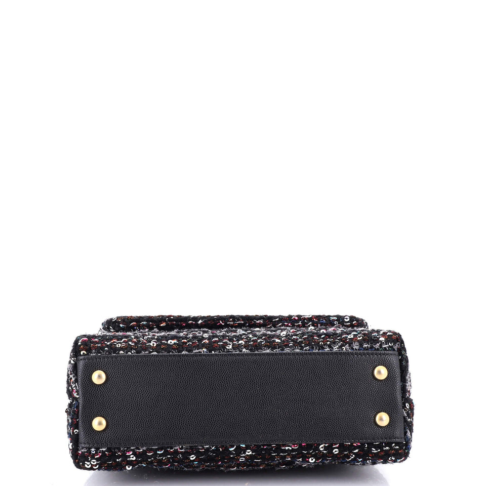 Coco Top Handle Bag Quilted Tweed and Sequins Mini