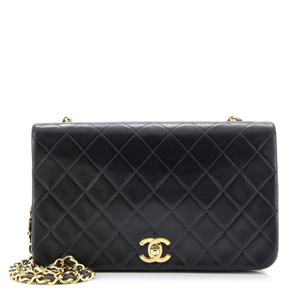 Vintage Full Flap Bag Quilted Lambskin Medium