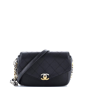 Two Tone Envelope Flap Bag Quilted Calfskin Medium