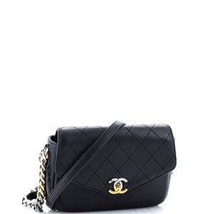Two Tone Envelope Flap Bag Quilted Calfskin Medium
