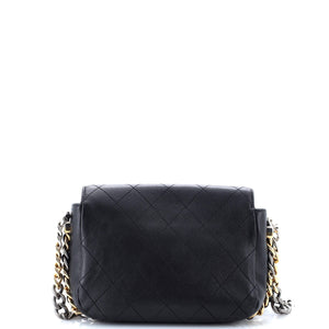 Two Tone Envelope Flap Bag Quilted Calfskin Medium
