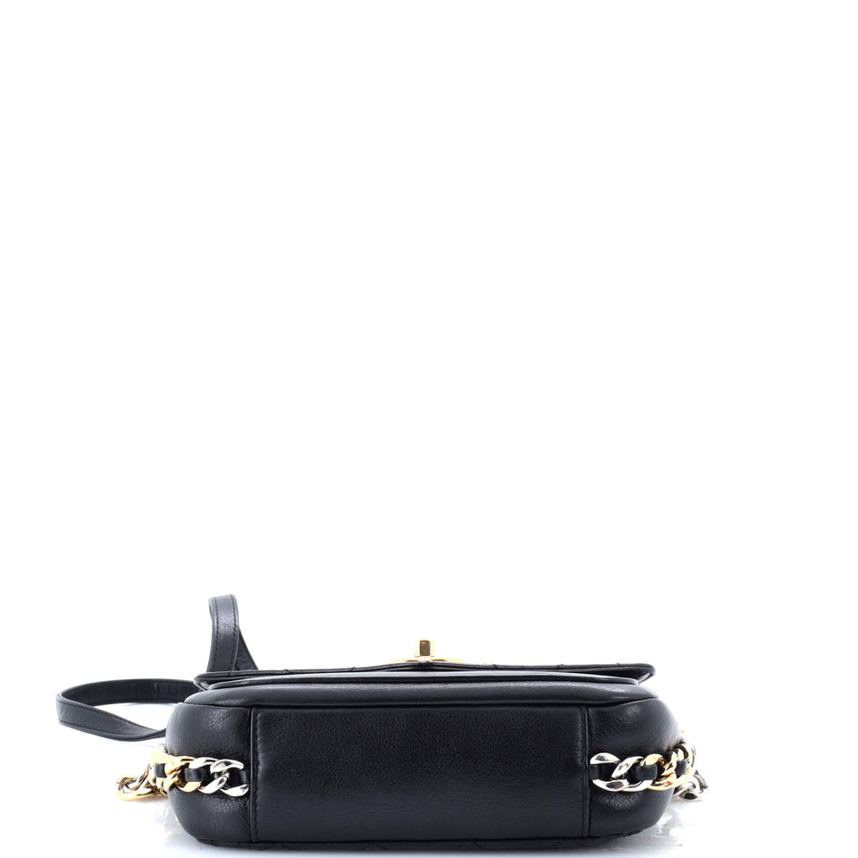 Two Tone Envelope Flap Bag Quilted Calfskin Medium