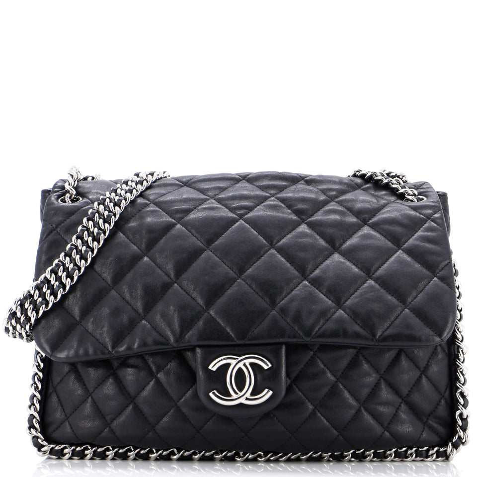 Chain Around Flap Bag Quilted Leather Maxi