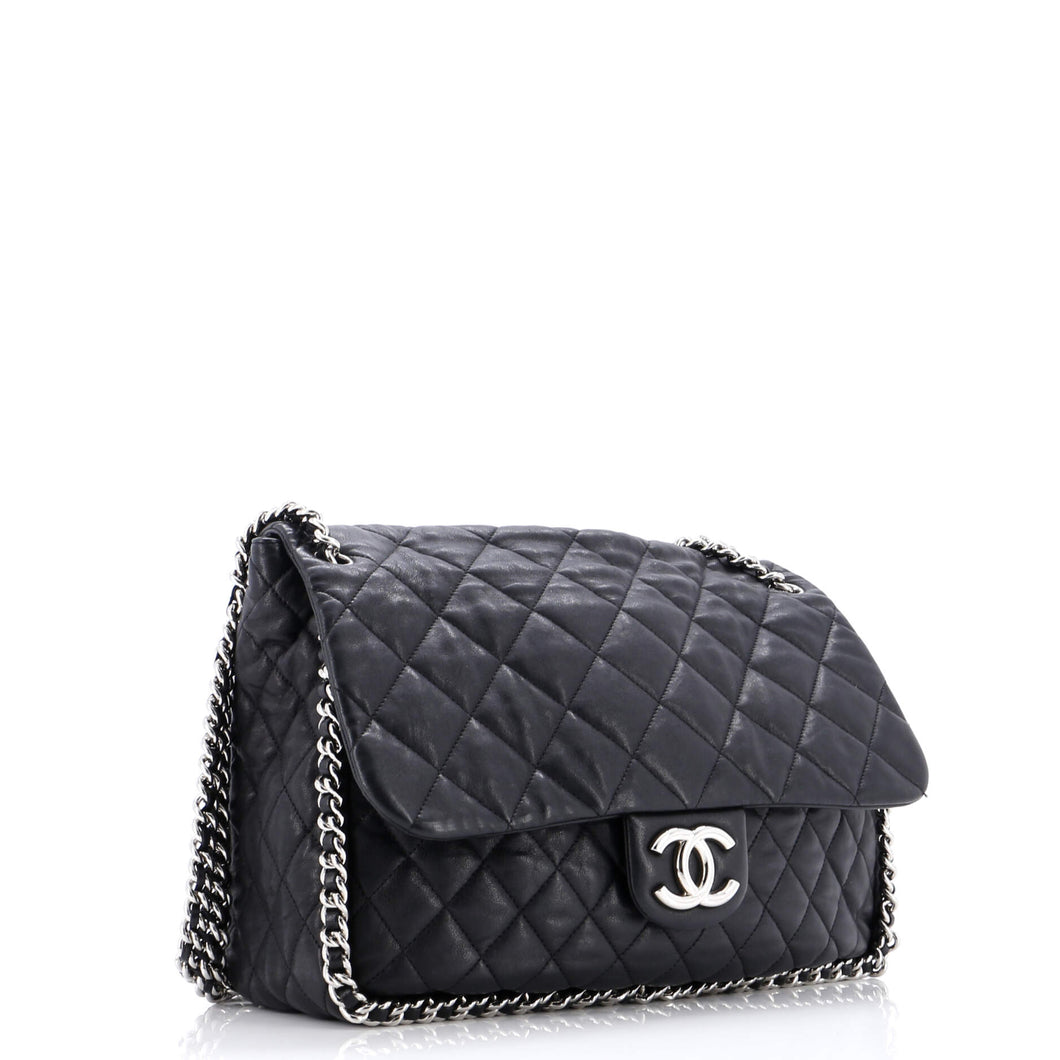 Chain Around Flap Bag Quilted Leather Maxi