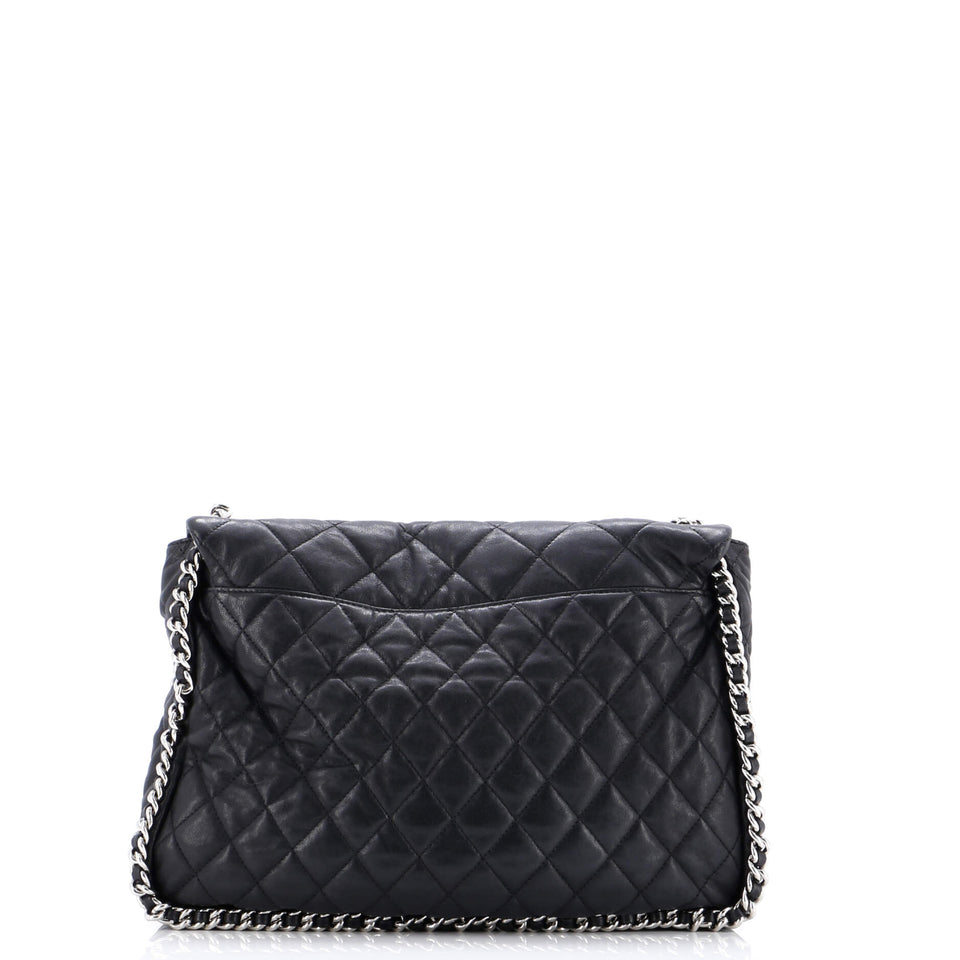 Chain Around Flap Bag Quilted Leather Maxi