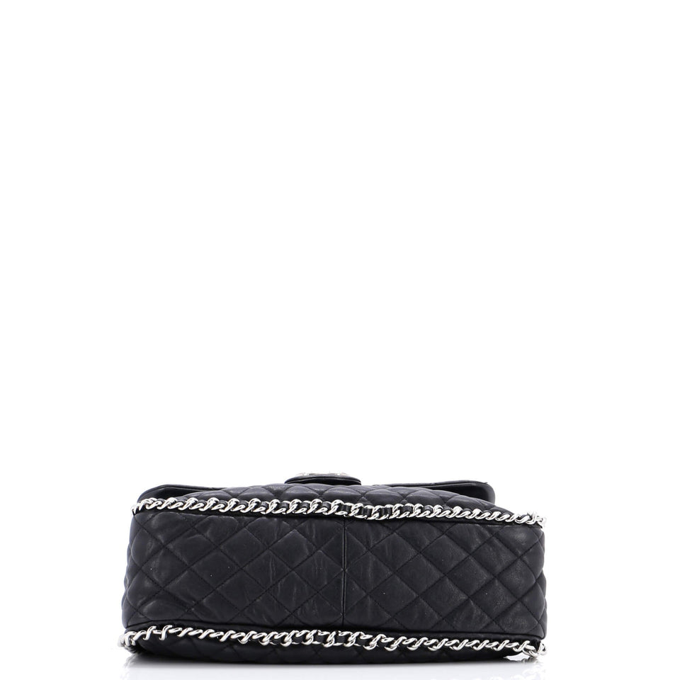 Chain Around Flap Bag Quilted Leather Maxi