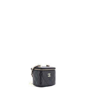 Vanity Case with Pearl Chain Quilted Lambskin Mini