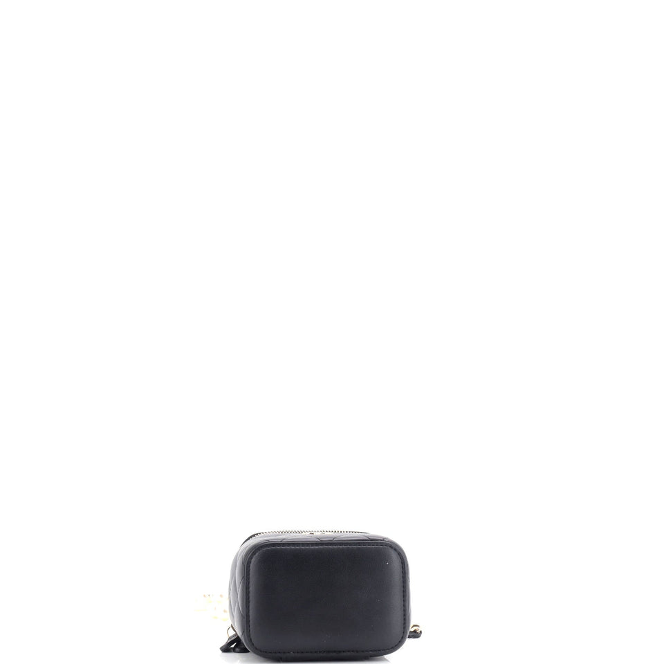Vanity Case with Pearl Chain Quilted Lambskin Mini