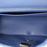 Classic Single Flap Bag 3D Quilt Printed Denim Mini