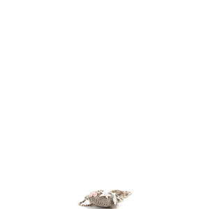 CC Charm Kisslock Frame Clutch with Chain Embellished Metal Mesh Mini