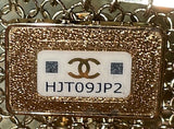 CC Charm Kisslock Frame Clutch with Chain Embellished Metal Mesh Mini