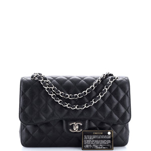 Classic Double Flap Bag Quilted Caviar Jumbo