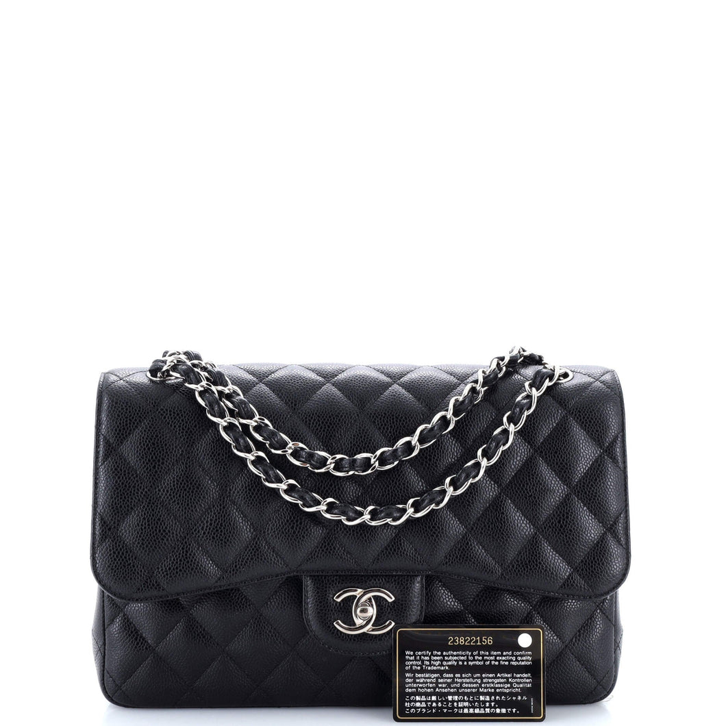 Classic Double Flap Bag Quilted Caviar Jumbo