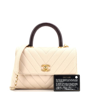 Coco Top Handle Bag Chevron Caviar with Lizard Embossed Handle Mini