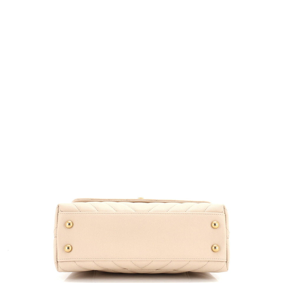 Coco Top Handle Bag Chevron Caviar with Lizard Embossed Handle Mini
