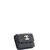 CC Pearl Trifold Flap Wallet Quilted Lambskin Small