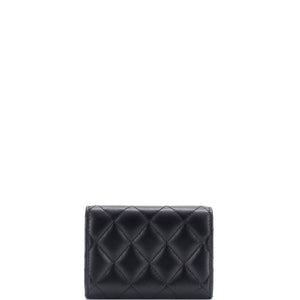 CC Pearl Trifold Flap Wallet Quilted Lambskin Small