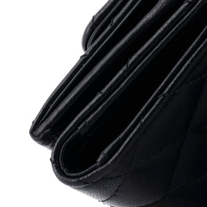 CC Pearl Trifold Flap Wallet Quilted Lambskin Small
