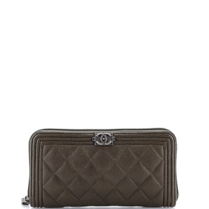 Boy Zip Around Wallet Quilted Caviar Long
