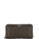 Boy Zip Around Wallet Quilted Caviar Long
