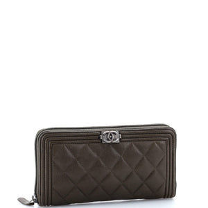 Boy Zip Around Wallet Quilted Caviar Long