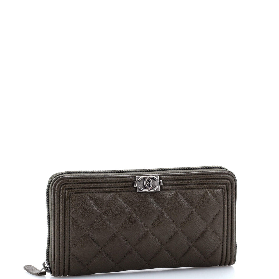 Boy Zip Around Wallet Quilted Caviar Long