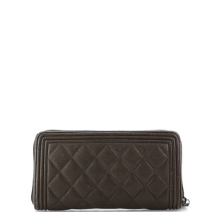Boy Zip Around Wallet Quilted Caviar Long