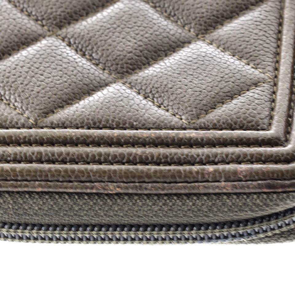 Boy Zip Around Wallet Quilted Caviar Long