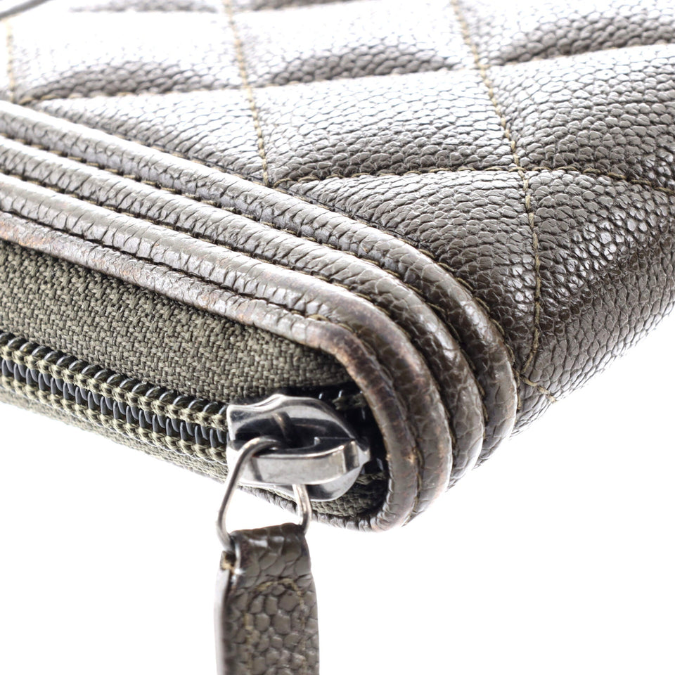 Boy Zip Around Wallet Quilted Caviar Long